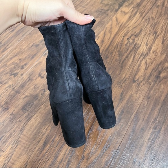 Valentino • Stretch-Suede Sock Boots ankle booties block heeled zip leather - Picture 12 of 16